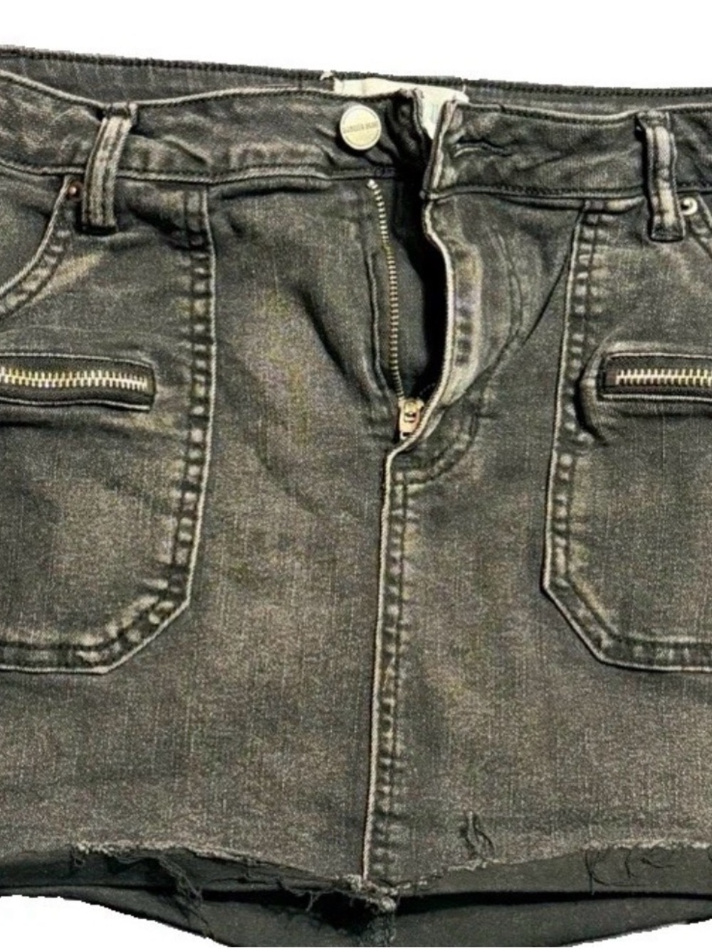 Girls Black Denim Mini Skirt with Zip Pockets Size M